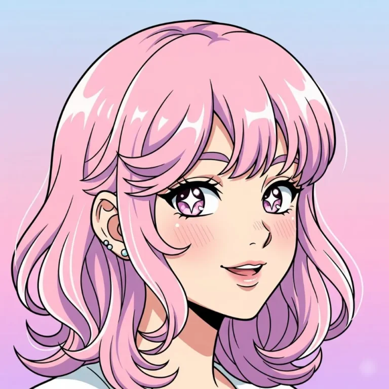 Chibi cute cartoon girl PFP with star background