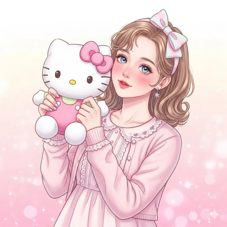 Instagram cute PFP with soft illustrated character