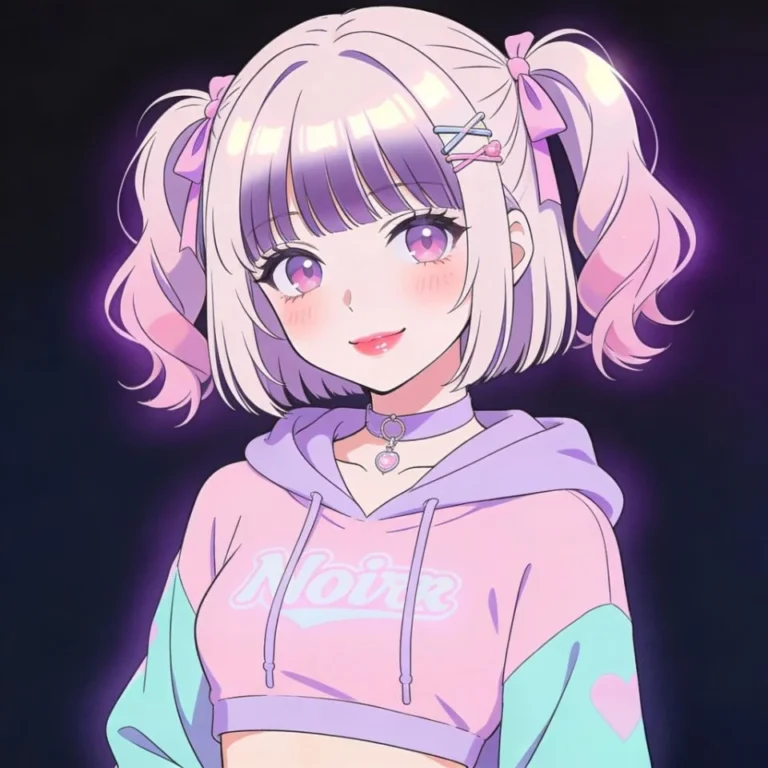 Expressive cute PFP for Discord with bold outline style