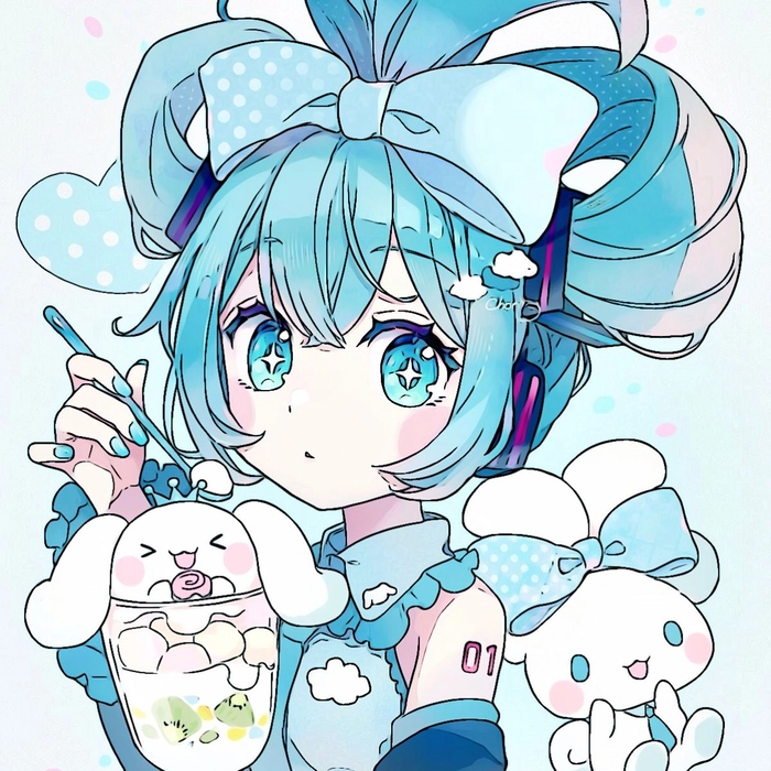 cutecore boy pfp with baby blue palette and shy expression