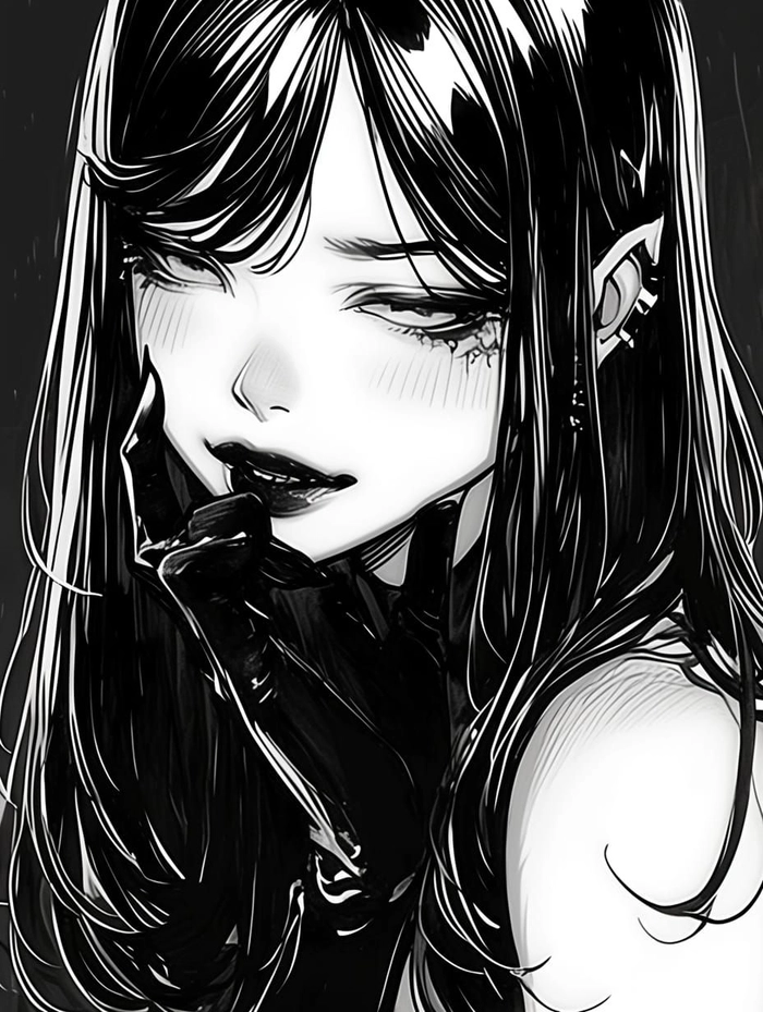 Atmospheric dark anime PFP girl with rain and night backdrop
