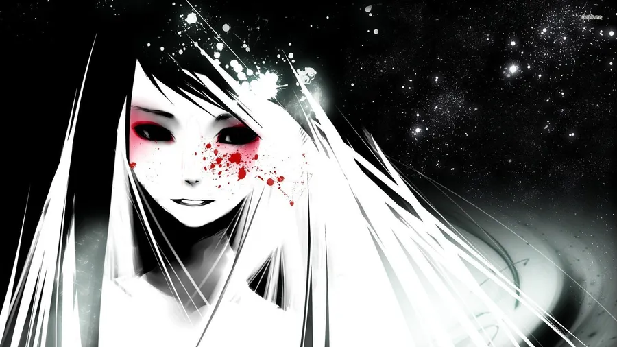 Moody dark anime girl avatar with night scene backdrop