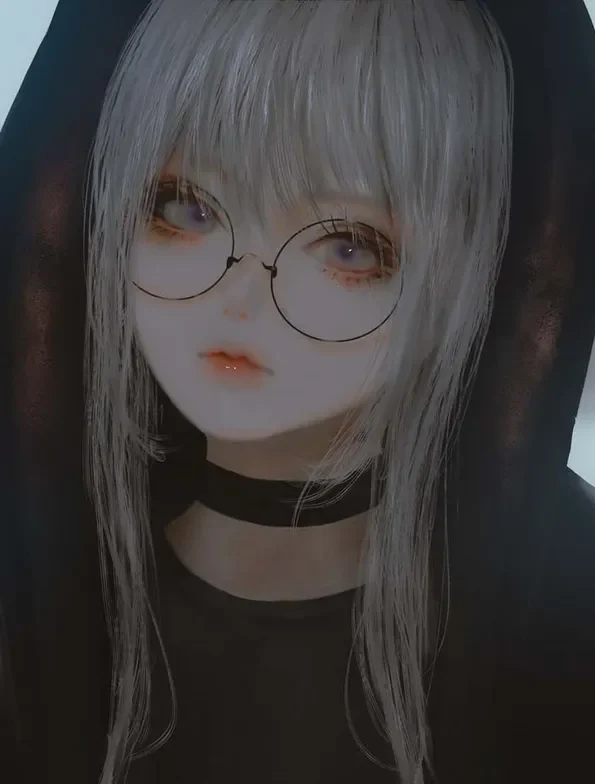 Edgy emo anime girl avatar with black and red tones