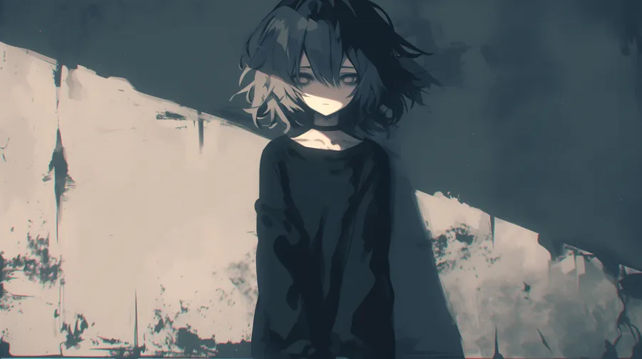 Rebellious emo anime PFP for girl with sharp expression