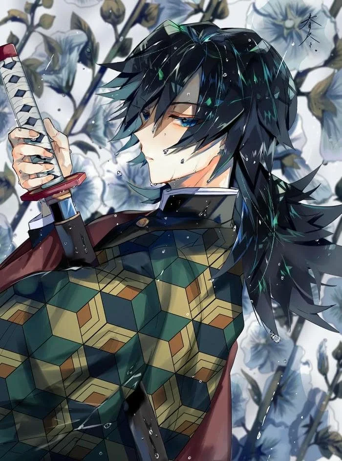 Giyu Tomioka Naruto crossover PFP blending Demon Slayer and shinobi aesthetics