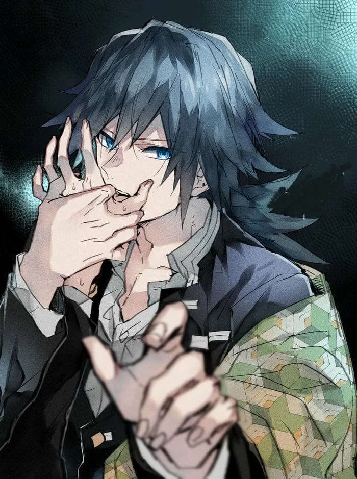 Naruto-style Giyu Tomioka avatar with angular shading and chakra energy effects