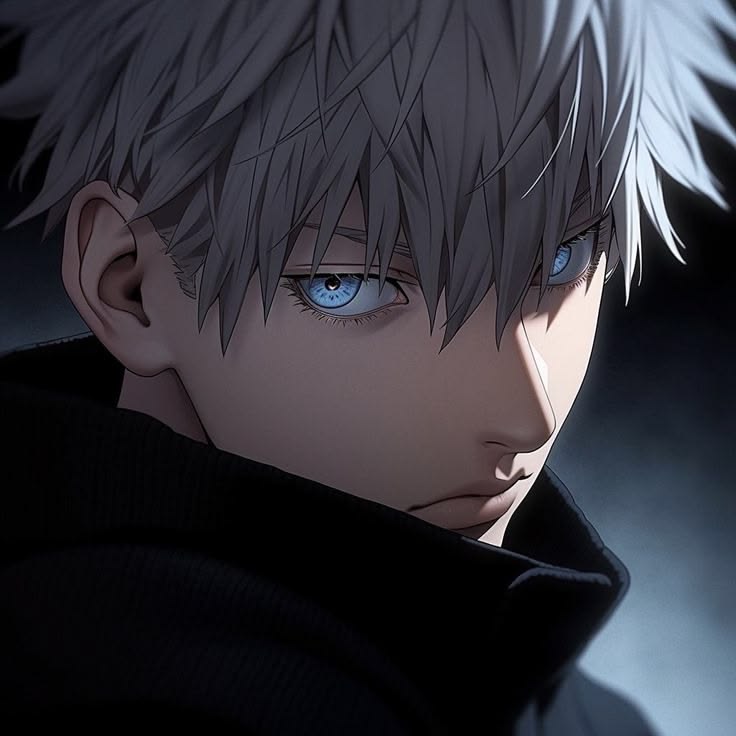 Intense dark Gojo avatar with bold shadow and edge lighting