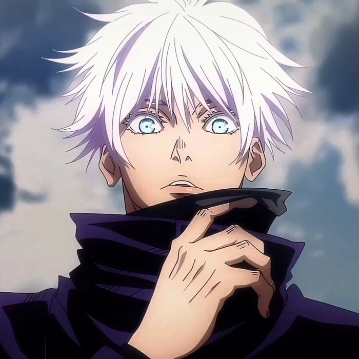 Gojo Satoru aesthetic avatar with light neutral palette