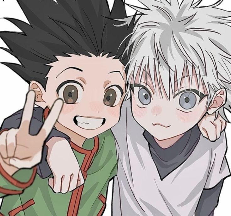 Gon and Killua PFP with dual character composition showing friendship contrast
