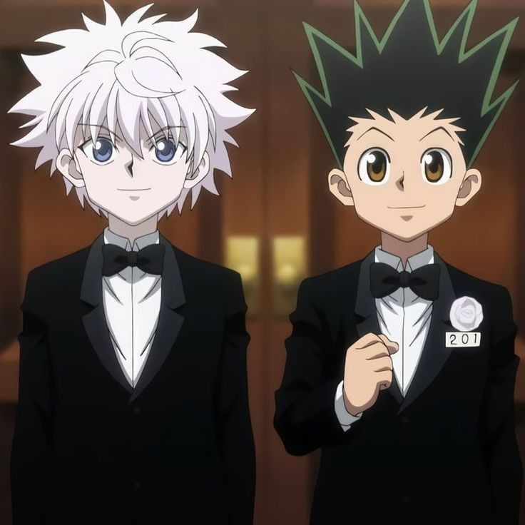 Gon and Killua duo PFP with emotional expressions and balanced layout