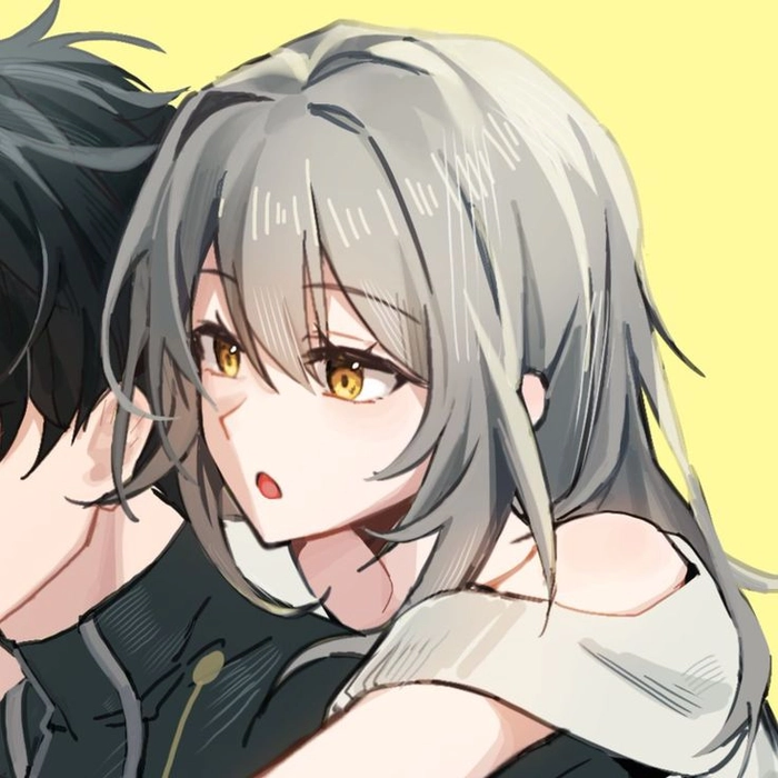 Halloween couple anime PFP with spooky glowing effects and costume characters
