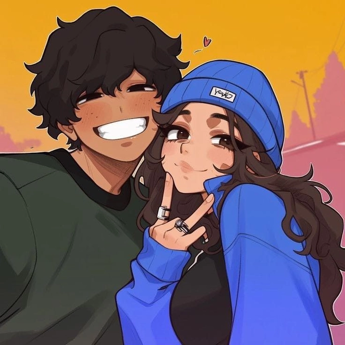 Spooky couple anime profile picture with Halloween atmosphere and glowing effects
