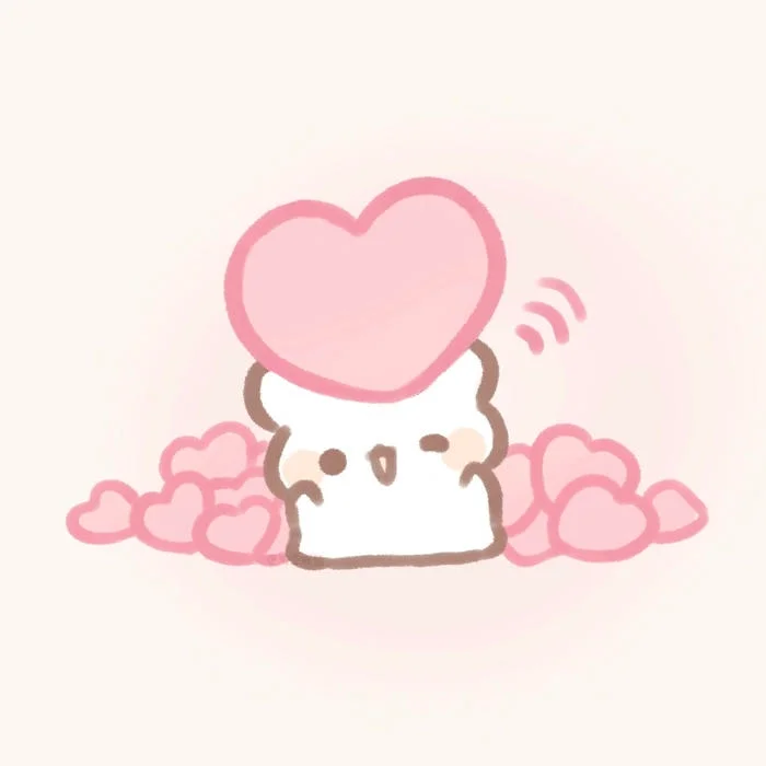 Cute heart aesthetic PFP with soft pastel tones and plush textures