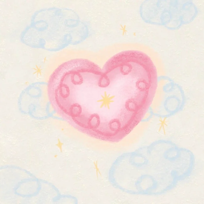 Heart aesthetic wallpaper with large-scale gradient composition and immersive mood