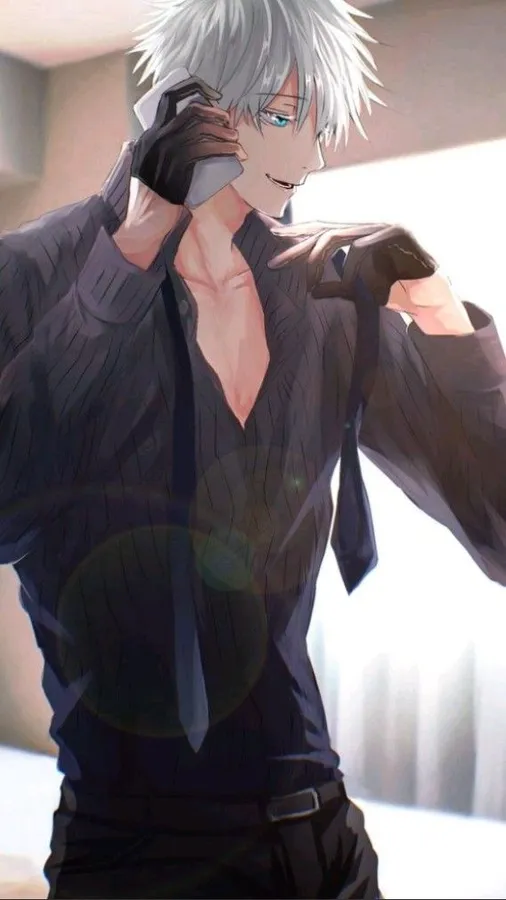 bold hot anime boy portrait with charismatic expression and glowing city background