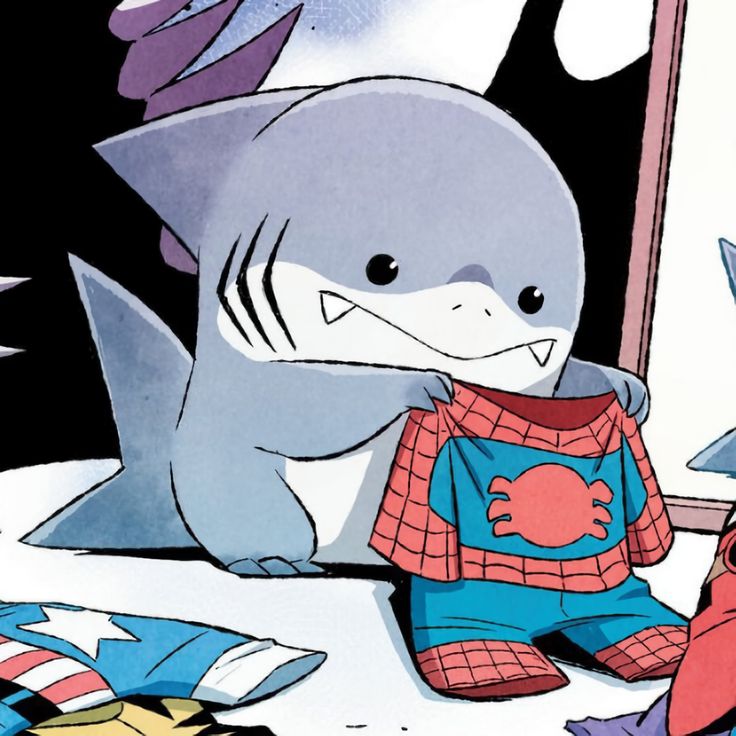 Jeff the Land Shark profile picture with rounded features and comic-book coloring