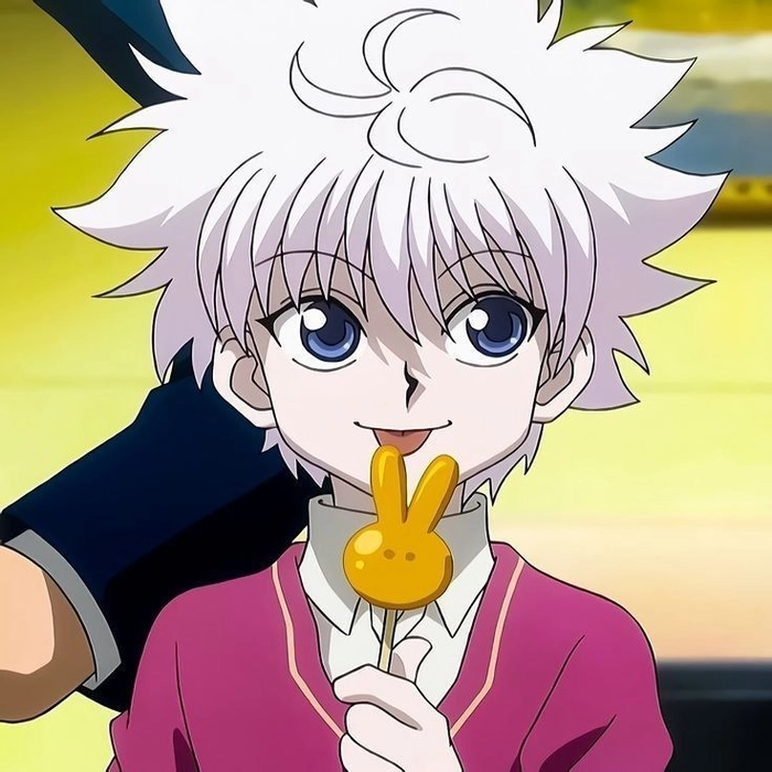 Killua manga PFP in black and white with high contrast panel style