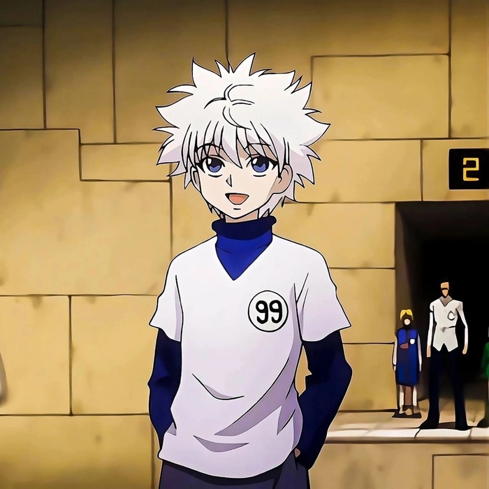 Killua PFP Pinterest style with layered grain and text overlay