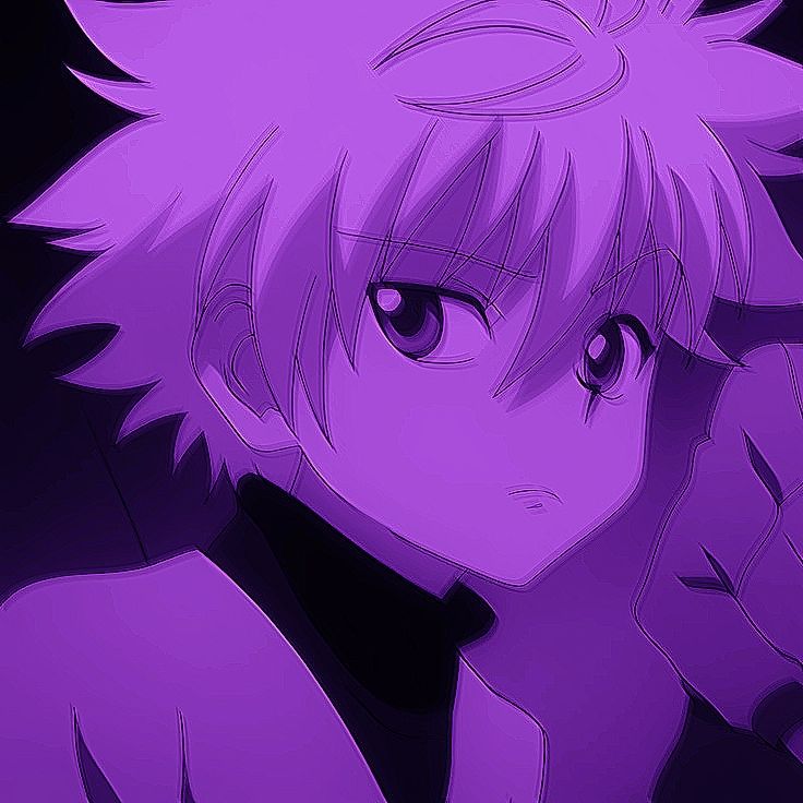 Killua purple aesthetic PFP with gradient shadows and mysterious vibe
