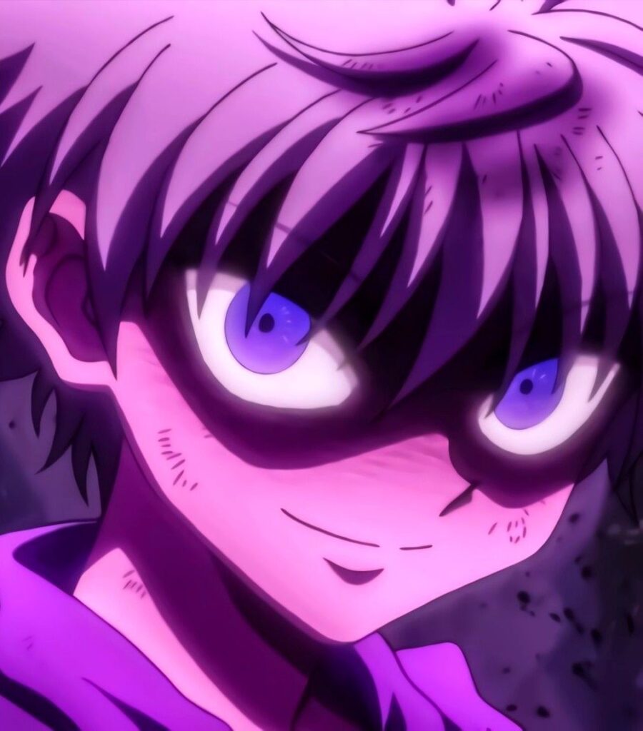 Dark purple Killua PFP with smooth color transitions and cinematic depth