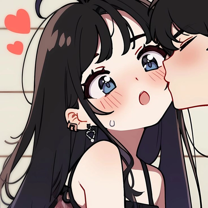 Kissing couple anime PFP with close-up composition and emotional intensity