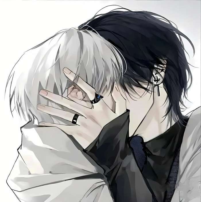 Romantic kissing couple anime profile picture with strong emotional visual bond