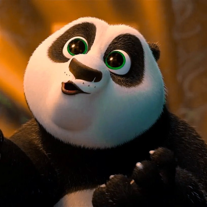 Kung Fu Panda PFP with Po in action pose and cinematic lighting