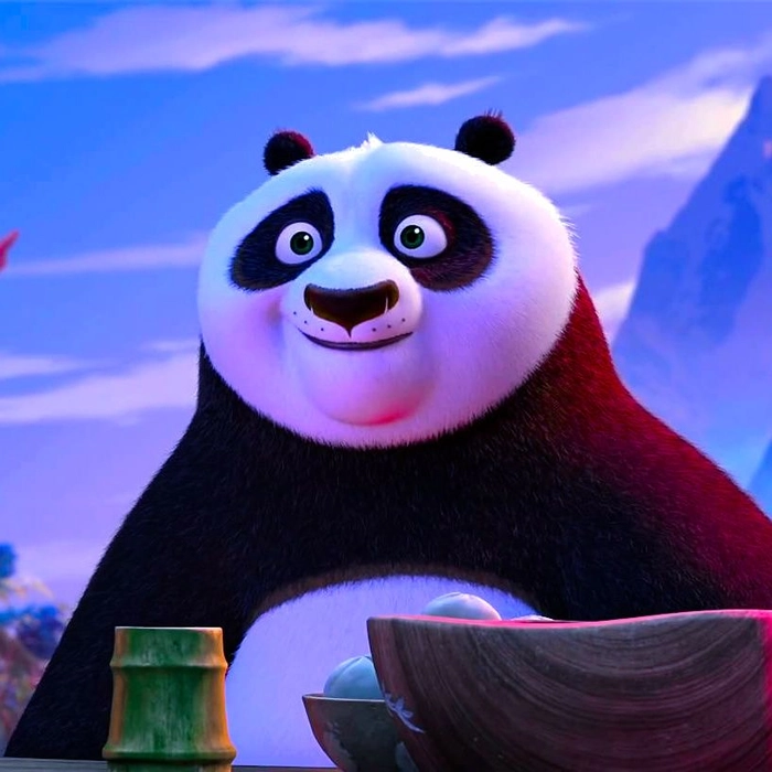 Dramatic Kung Fu Panda profile picture with martial arts energy and shadows