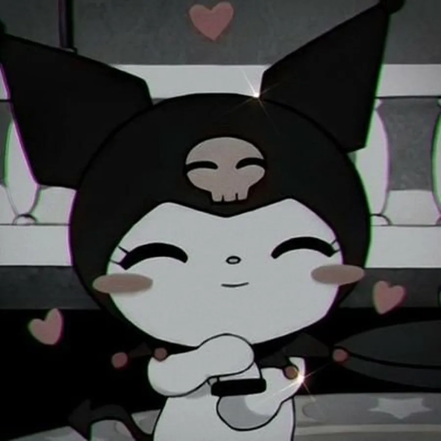Kuromi Hello Kitty cute PFP black and pink mix