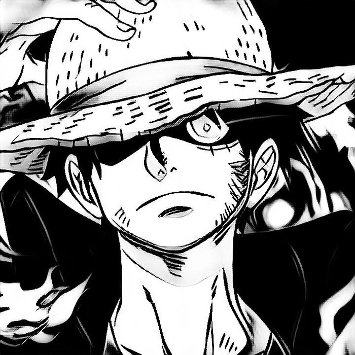 Luffy black white PFP minimalist artistic