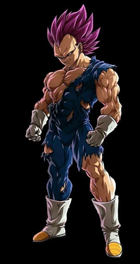 Majin Vegeta full body fan art with powerful composition and aura effects