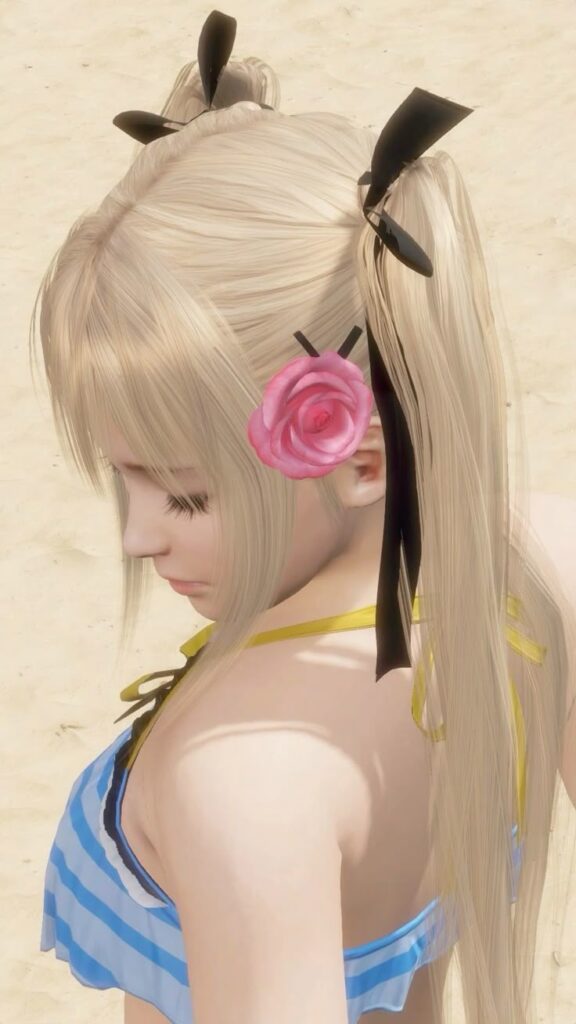 Marie Rose Dead or Alive PFP with bright anime expression and pink floral detail