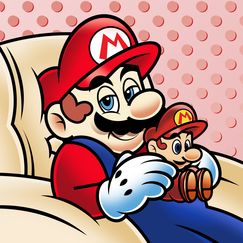 Stylized Mario avatar with pastel overlay