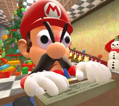 Mario PFP with Y2K neon and sparkle effects