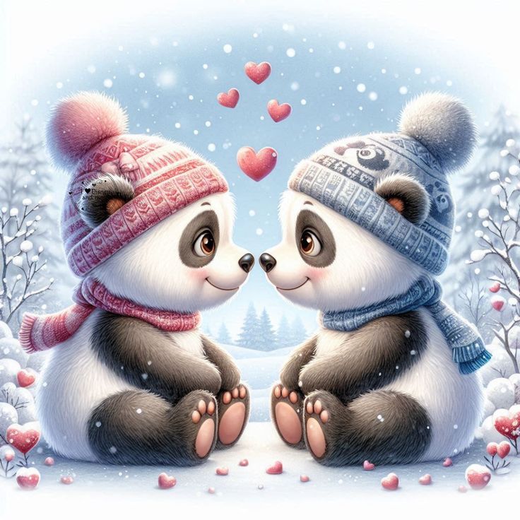 Matching panda PFP duo with symmetrical poses and unified color palette
