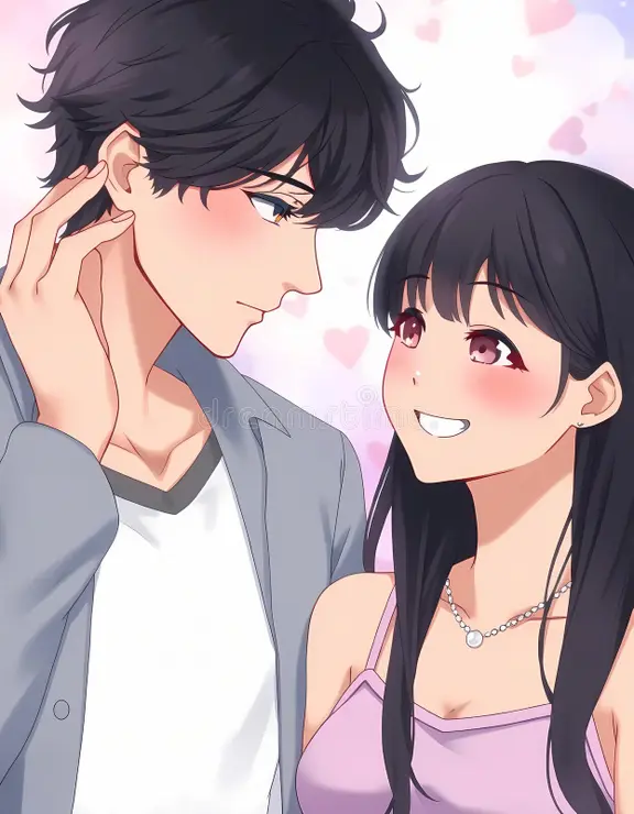 Matching couple anime PFP with soft gradient cinematic lighting 2026