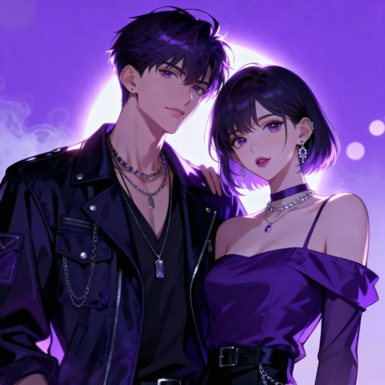 2026 trending couple anime matching PFP with depth-focused background