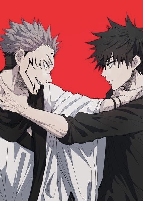 Aesthetic Megumi and Sukuna matching PFP with color alignment