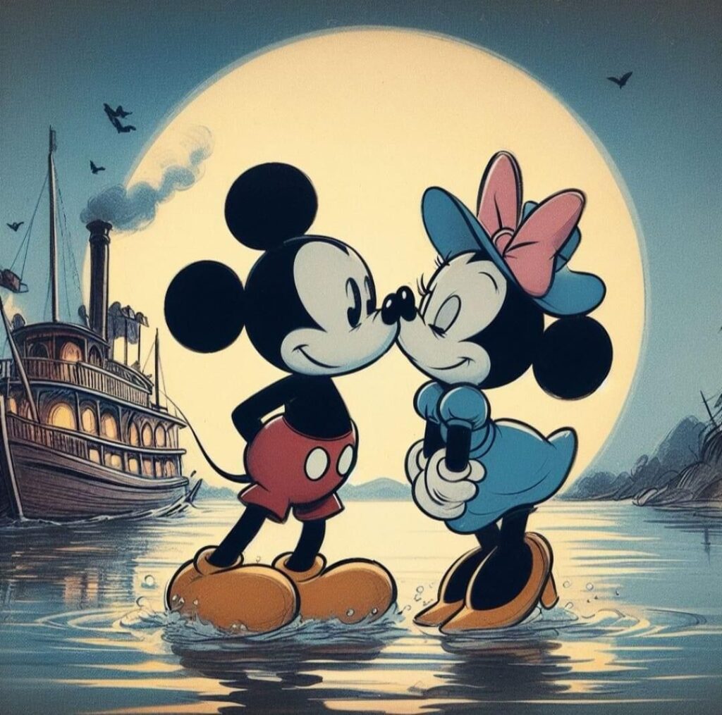 Romantic Mickey and Minnie Mouse matching PFP pair