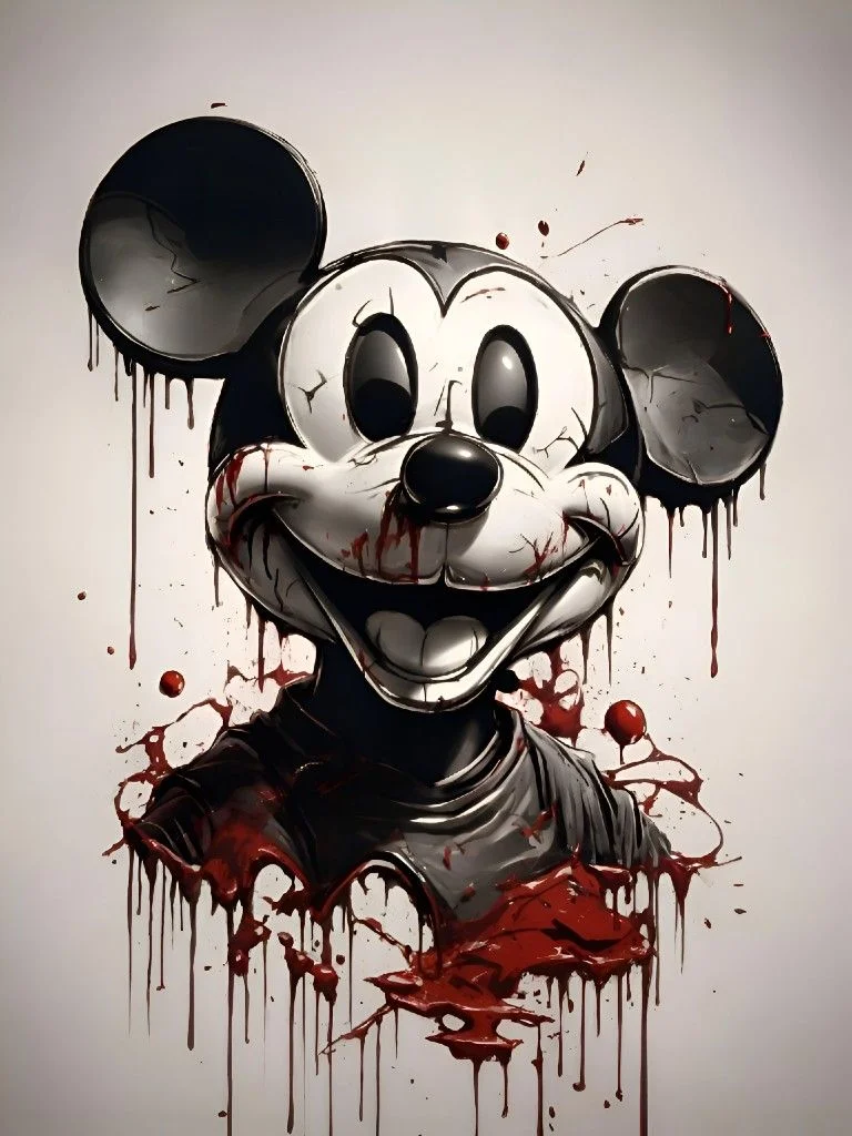 Horror Mickey Mouse PFP with red tones