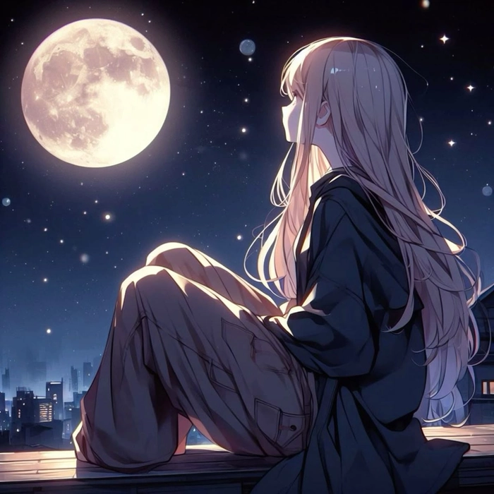 Moon PFP aesthetic girl dreamy pink
