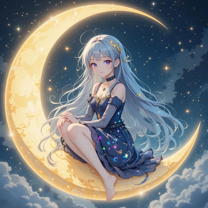 Moon PFP aesthetic girl purple glow