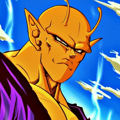 Orange Piccolo PFP with glowing transformation aura and saturated tones
