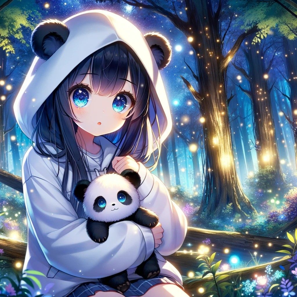 Girl panda profile picture with warm charm and gentle color harmony