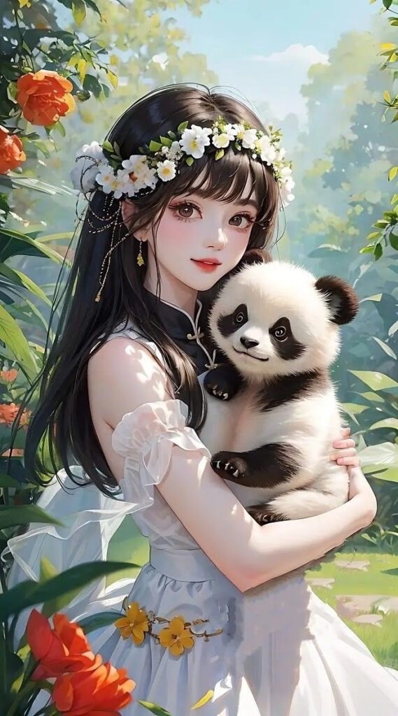 Aesthetic panda girl PFP with stylish soft-tone design and polished framing