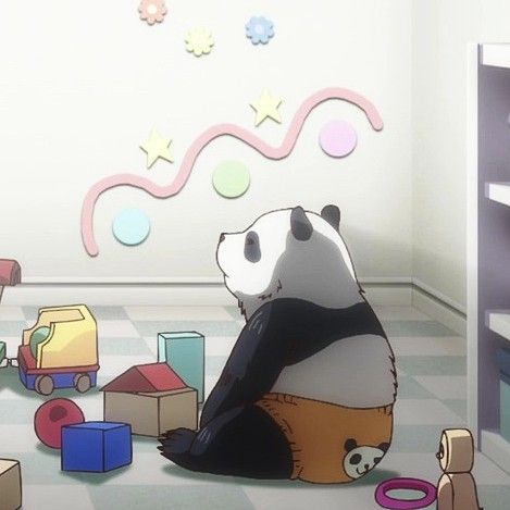 JJK panda profile picture with intense anime shading and manga-style contrast