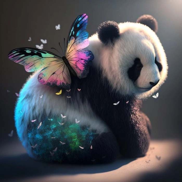 Dreamy aesthetic panda PFP with glowing edges and cinematic shadows