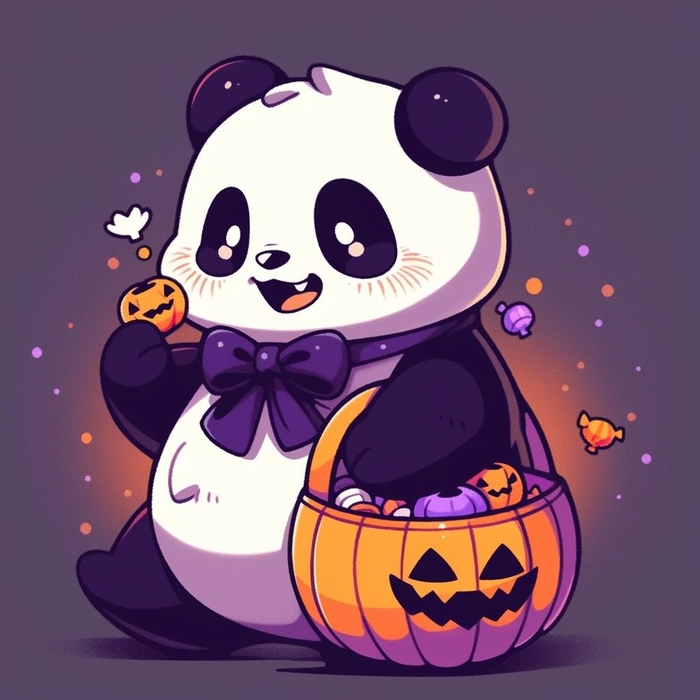 Dark theme panda PFP for Discord with neon purple accents