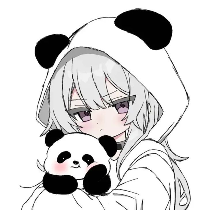 Feminine panda profile picture with bow accessory and soft lavender background
