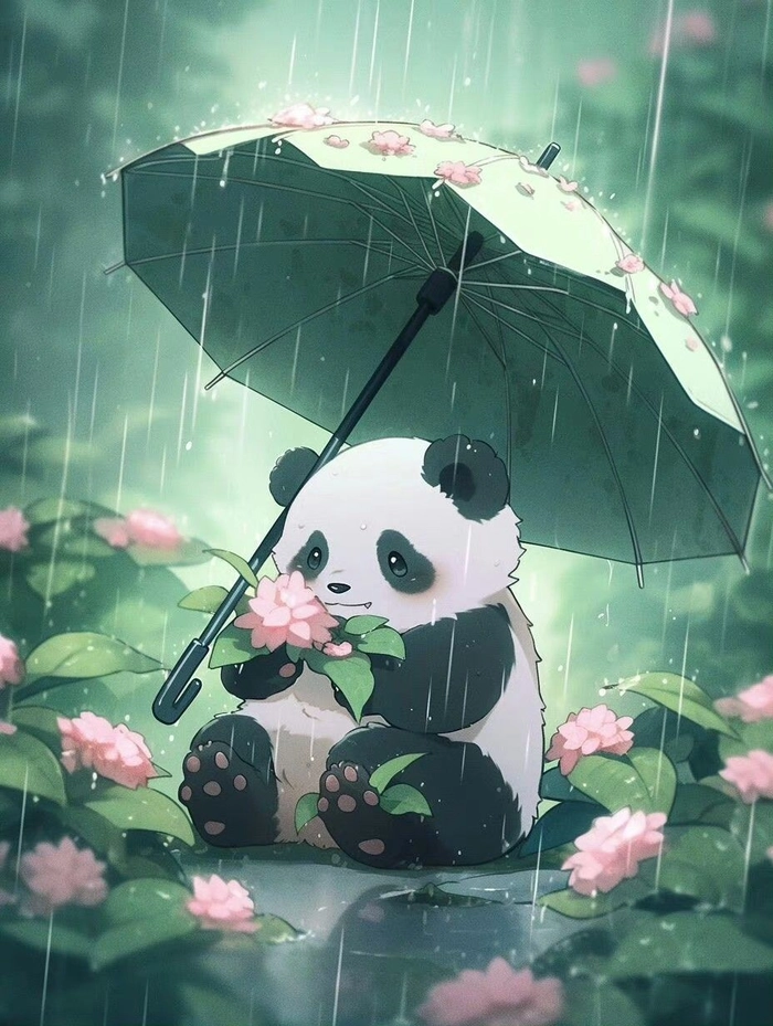 Pinterest-style panda profile picture with mood board color palette